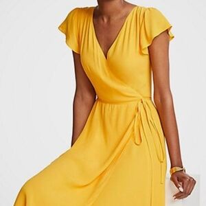 Ann Taylor Yellow Wrap Dress